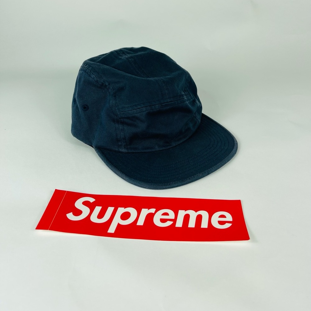 Navy blue embroidered Supreme cap